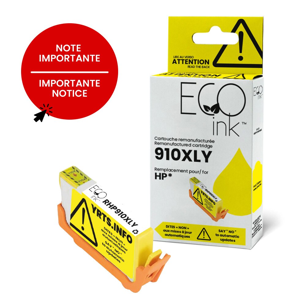 HP 910XL (3YL64AN) Reman Eco Ink YRTS Jaune 825 pages